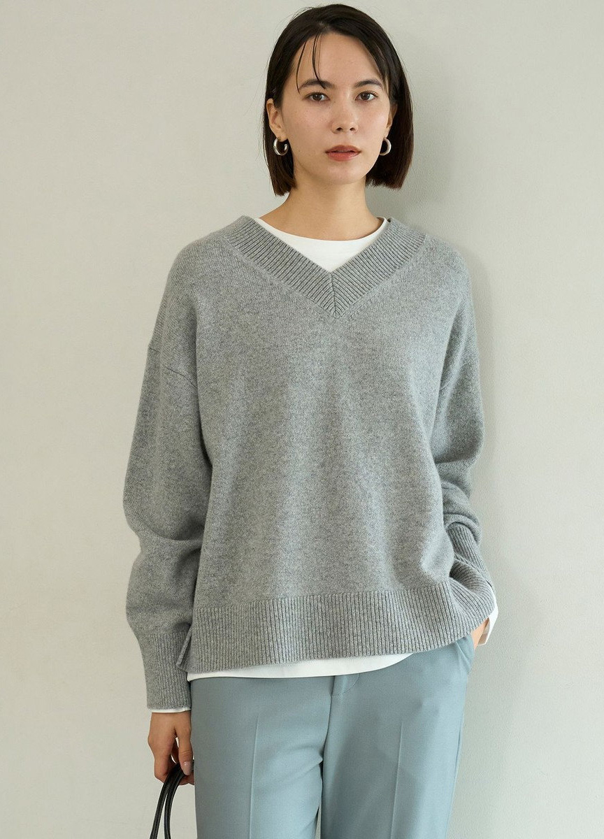 喀什米爾混紡V領針織衫